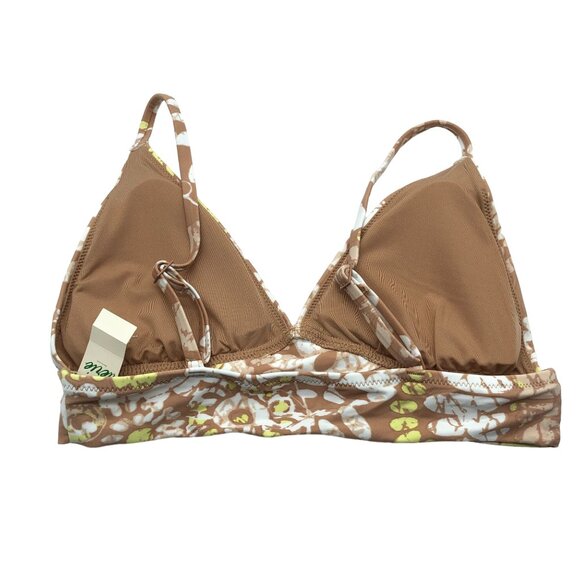 Aerie Swim Real Good Triangle Bikini Top Floral Print Brown White Size M - Picture 2 of 4